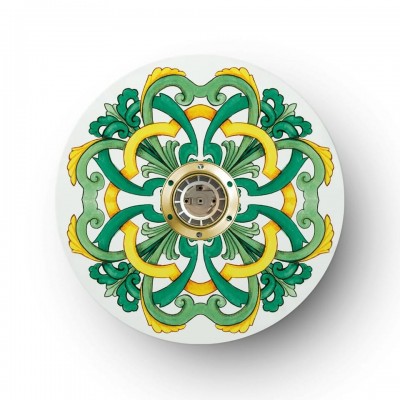 Φωτιστικό Τοίχου ή Οροφής Fermaluce, με Μεταλλικό Καπέλο Πιάτο mini Ellepì 'Maioliche' Green - Majolica Κίτρινο-Πράσινο Χωρίς Λάμπα