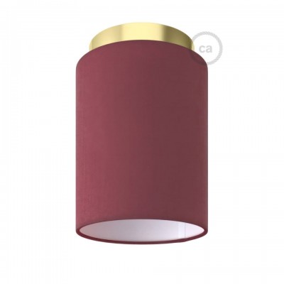 Φωτιστικό Τοίχου ή Οροφής Fermaluce Glam με Καπέλο, Ø 15cm Η18cm, μεταλλικό με ύφασμα Burgundy Canvas - Χρυσό - Μπορντώ Χωρίς Λάμπα