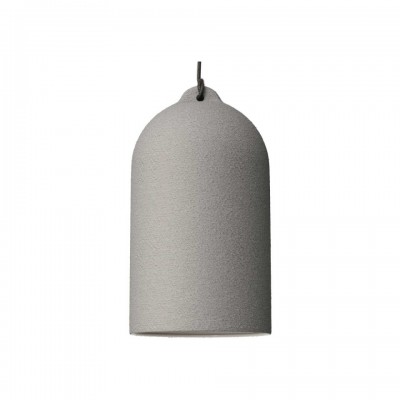 Κρεμαστό φωτιστικό με υφασμάτινο καλώδιο και κεραμική καμπάνα Bell XL - Made in Italy White - Εφέ Τσιμέντου - Λευκό Χωρίς Λάμπα
