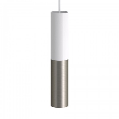 Κρεμαστό Σωληνωτό Φωτιστικό Σποτ Μεταλλικό Tub-E14 διπλό Λευκό ΜΑΤ - Brushed titanium - Νίκελ ΜΑΤ Με Λάμπα