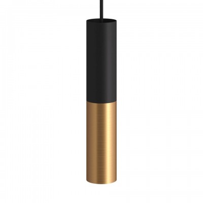 Κρεμαστό Σωληνωτό Φωτιστικό Σποτ Μεταλλικό Tub-E14 διπλό Μαύρο - Brushed bronze - Μπρονζέ Με Λάμπα