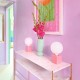 Επιτραπέζιο Φωτιστικό Posaluce Cubetto Color, βαμμένο ξύλινο με υφασμάτινο καλώδιο, διακοπτάκι και διπολικό φις Ροζ Χωρίς Λάμπα