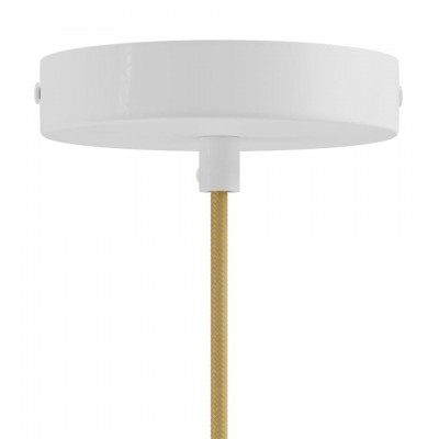 Κρεμαστό φωτιστικό με υφασμάτινο καλώδιο και μεταλλικό καπέλο Swing Pastel - Made in Italy Μουσταρδί Χωρίς Λάμπα