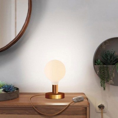 Επιτραπέζιο Φωτιστικό Μεταλλικό Posaluce Globe Χάλκινο Αντικέ Dimmer