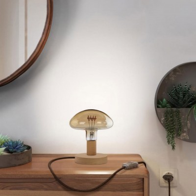 Επιτραπέζιο Φωτιστικό Ξύλινο Posaluce Mushroom Φυσικό Διακοπτάκι