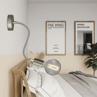 Φωτιστικό Τοίχου ή Οροφής Creative Flex 30 cm με λάμπα Γλόμπο Νίκελ ΜΑΤ
