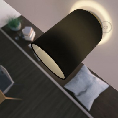 Φωτιστικό Τοίχου ή Οροφής Fermaluce Glam με Καπέλο, Ø 15cm Η18cm, μεταλλικό με ύφασμα Black Canvas - Χρυσό - Μαύρο Χωρίς Λάμπα