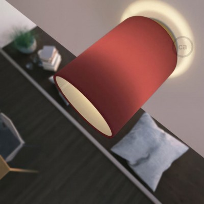 Φωτιστικό Οροφής Fermaluce Glam με Καπέλο, Ø 15cm Η18cm, μεταλλικό με ύφασμα Burgundy Canvas - Χρυσό - Μπορντώ Χωρίς Λάμπα