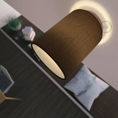 Φωτιστικό Τοίχου ή Οροφής Fermaluce Glam με Καπέλο, Ø 15cm Η18cm, μεταλλικό με ύφασμα Brown Camelot - Χάλκινο - Καφέ Χωρίς Λάμπα