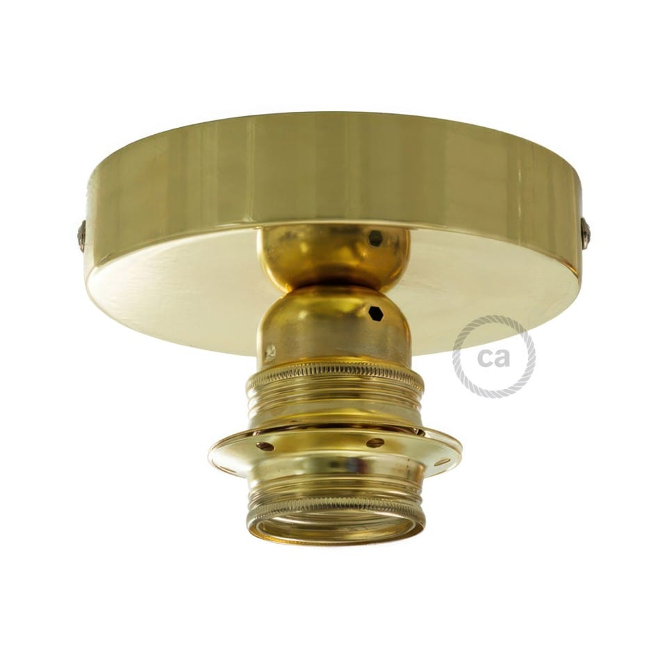 Φωτιστικό Τοίχου ή Οροφής Fermaluce Glam με Καπέλο, Ø 15cm Η18cm, μεταλλικό με ύφασμα White Raw Cotton - Χρυσό - Λευκό Χωρίς Λάμπα