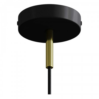 Κρεμαστό Φωτιστικό Μεταλλικό με στήριγμα 7cm και υφασμάτινο καλώδιο - Made in Italy Brass - Μαύρο - Χρυσό Με Λάμπα
