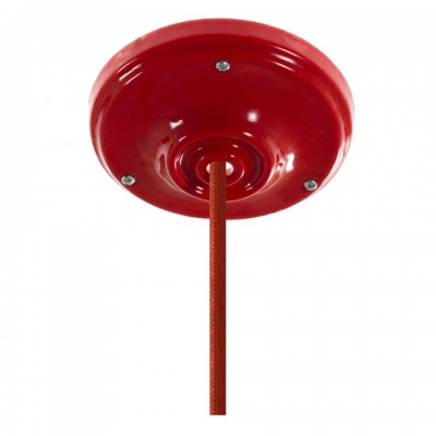 Κρεμαστό Φωτιστικό Πορσελάνινο Χρωματιστό με στριφτό υφασμάτινο καλώδιο - Made in Italy Κόκκινο Με Λάμπα
