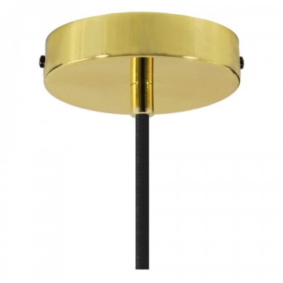 Κρεμαστό φωτιστικό με υφασμάτινο καλώδιο και μεταλλικό καπέλο Swing - Made in Italy RC04 - Χρυσό - RC04 Χωρίς Λάμπα