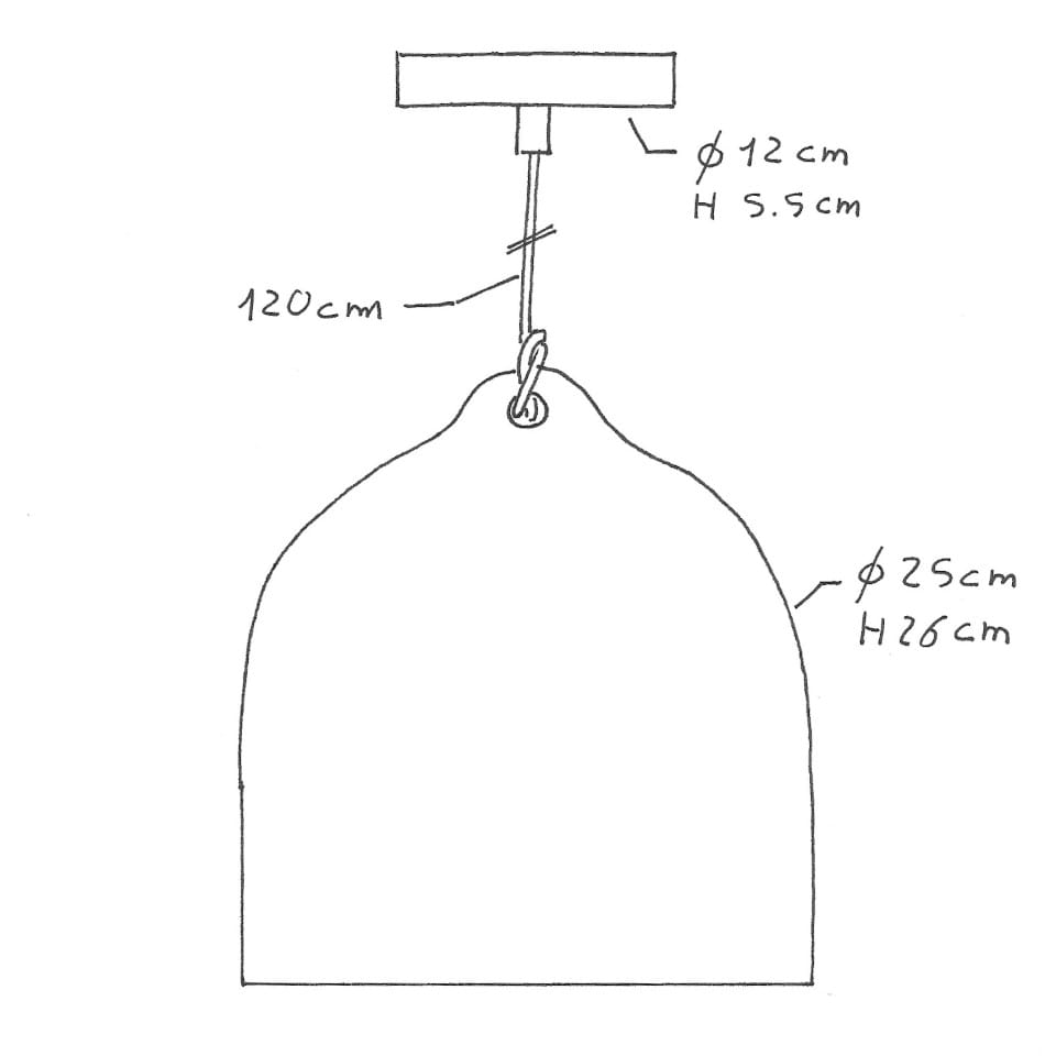 Κρεμαστό φωτιστικό με υφασμάτινο καλώδιο και κεραμική καμπάνα Bell M - Made in Italy Λευκό Γυαλιστερό Χωρίς Λάμπα