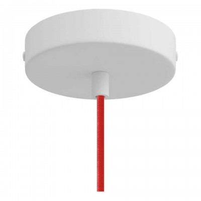 Κρεμαστό φωτιστικό με υφασμάτινο καλώδιο και κεραμική καμπάνα Bell XL - Made in Italy Λευκό Γυαλιστερό Χωρίς Λάμπα