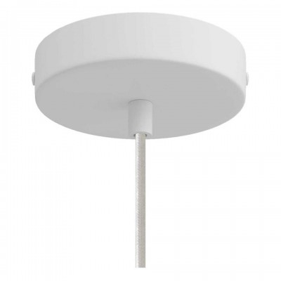Κρεμαστό φωτιστικό με υφασμάτινο καλώδιο και μεταλλικό κλουβί Dome - Made in Italy Λευκό Χωρίς Λάμπα