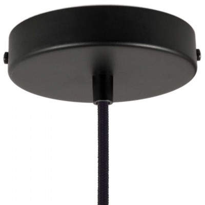 Κρεμαστό φωτιστικό με υφασμάτινο καλώδιο και μεταλλικό κλουβί Dome - Made in Italy Μαύρο Χωρίς Λάμπα
