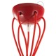 Κεραμικό Φωτιστικό Αράχνη, με 6 κρεμαστές λάμπες και υφασμάτινο καλώδιο, made in Italy Κόκκινο Χωρίς Λάμπα