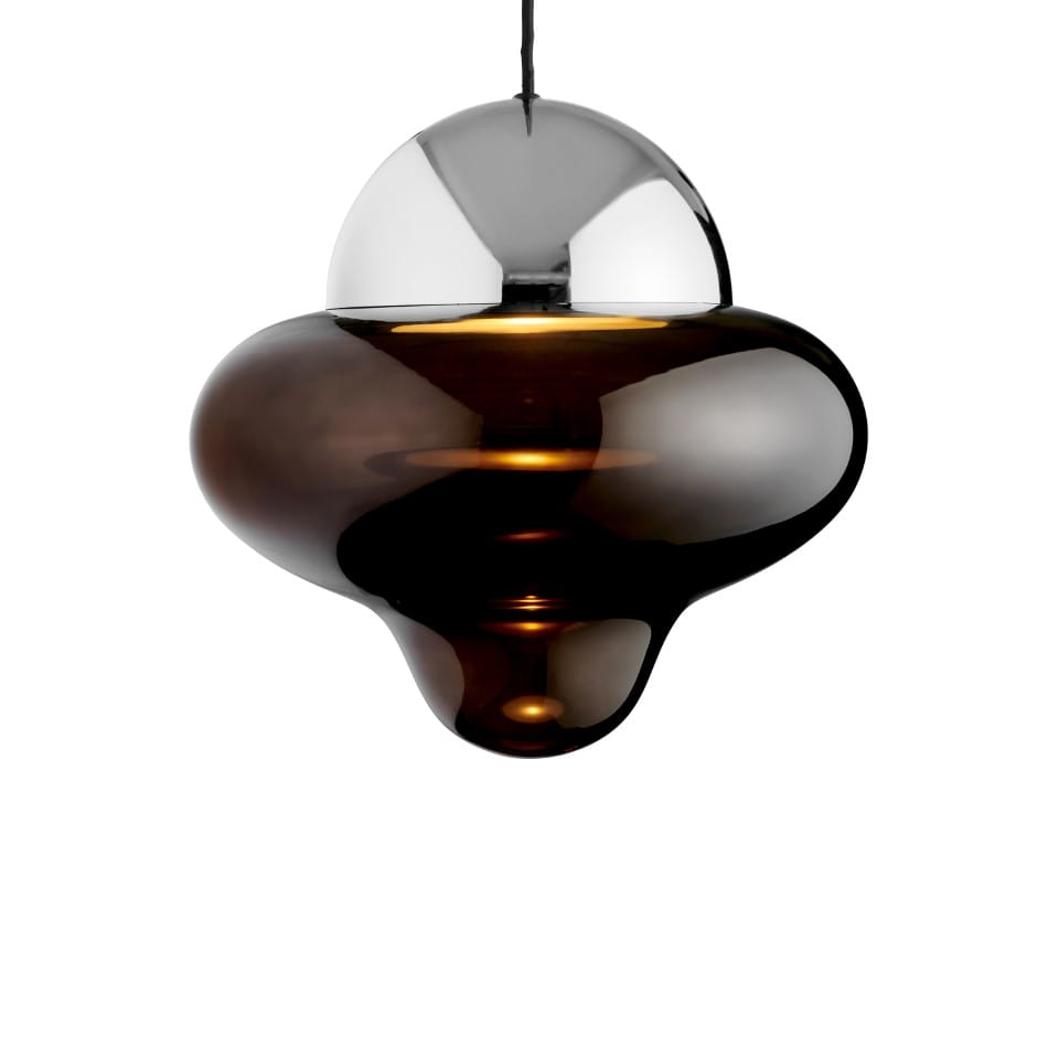 LED Κρεμαστό Φωτιστικό Nutty XL Ø30cm Καφέ Γυαλί και Ασημί Dome