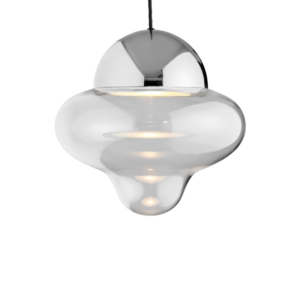 LED Pendant Lamp Nutty XL Ø30cm Clear Glass and Chrome Dome