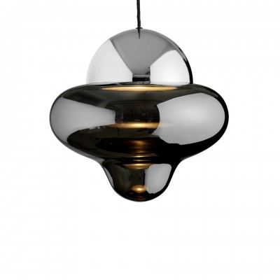 LED Pendant Lamp Nutty XL Ø30cm Smoke Glass and Chrome Dome