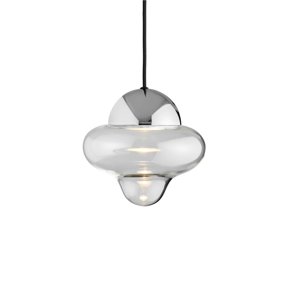 LED Pendant Lamp Nutty Ø18,5cm Clear Glass and Chrome Dome