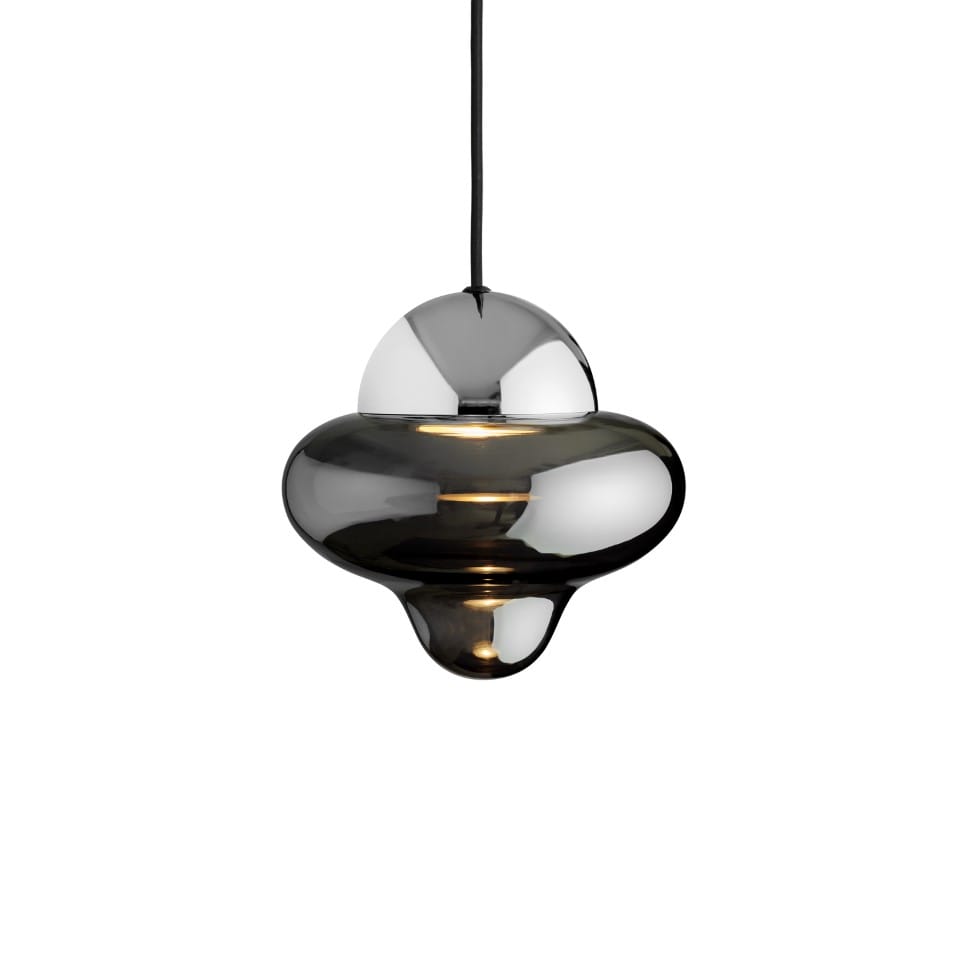 LED Pendant Lamp Nutty Ø18,5cm Smoke Glass and Chrome Dome