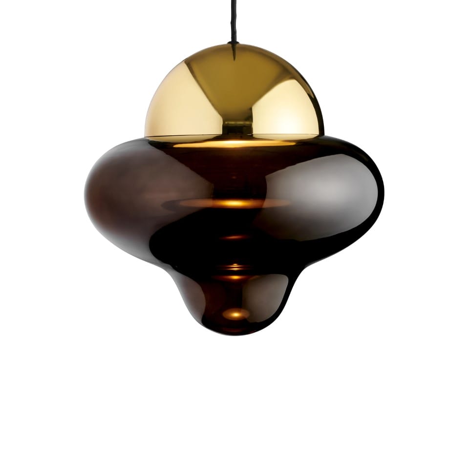 LED Κρεμαστό Φωτιστικό Nutty XL Ø30cm Καφέ Γυαλί και Χρυσό Dome