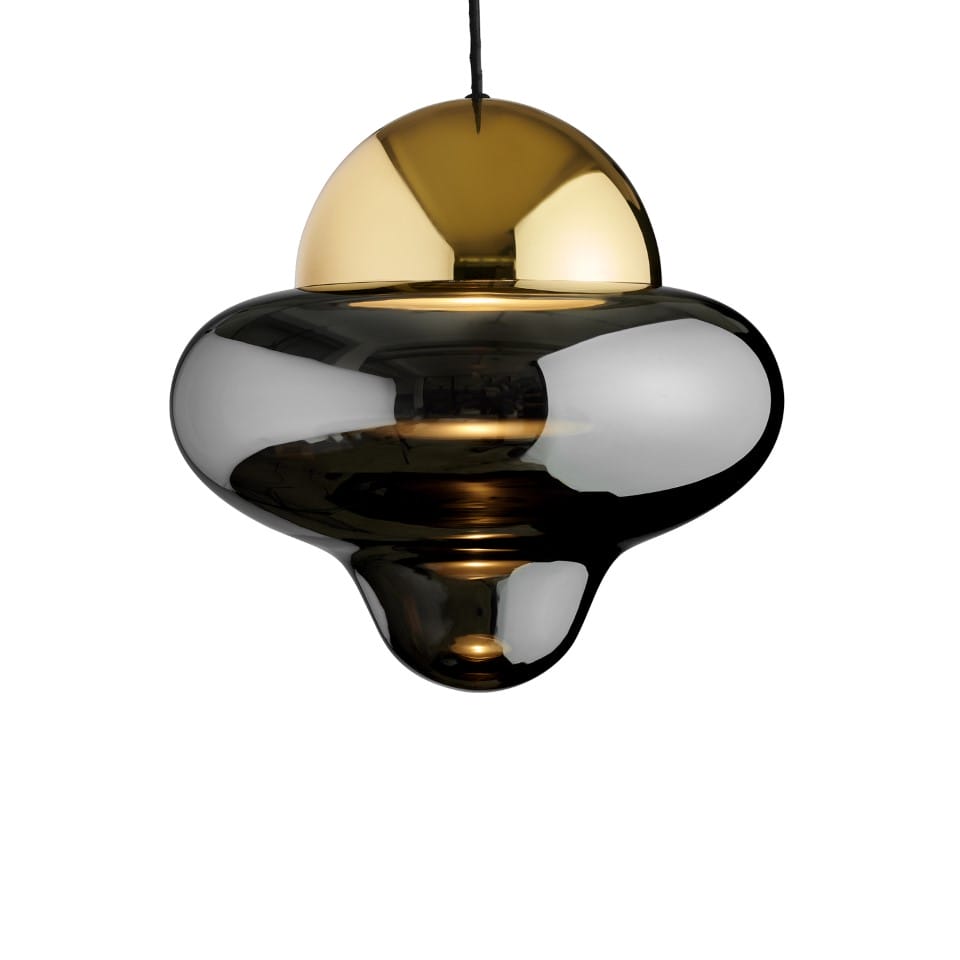 LED Κρεμαστό Φωτιστικό Nutty XL Ø30cm Φιμέ Γυαλί και Χρυσό Dome
