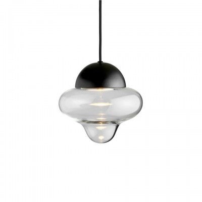 LED Pendant Lamp Nutty Ø18,5cm Clear Glass and Black Dome