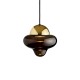 LED Pendant Lamp Nutty Ø18,5cm Brown Glass and Gold Dome