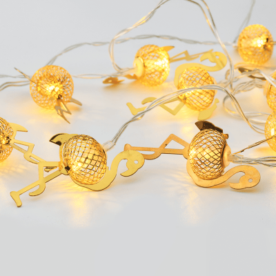 LED Metal String Lights (Flamingo) με 10 LED Χρυσό