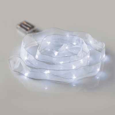 LED Φωτάκια Χαλκού Λευκή Κορδέλα με 20 LED 2m+10cm Mπαταρίας Λευκό