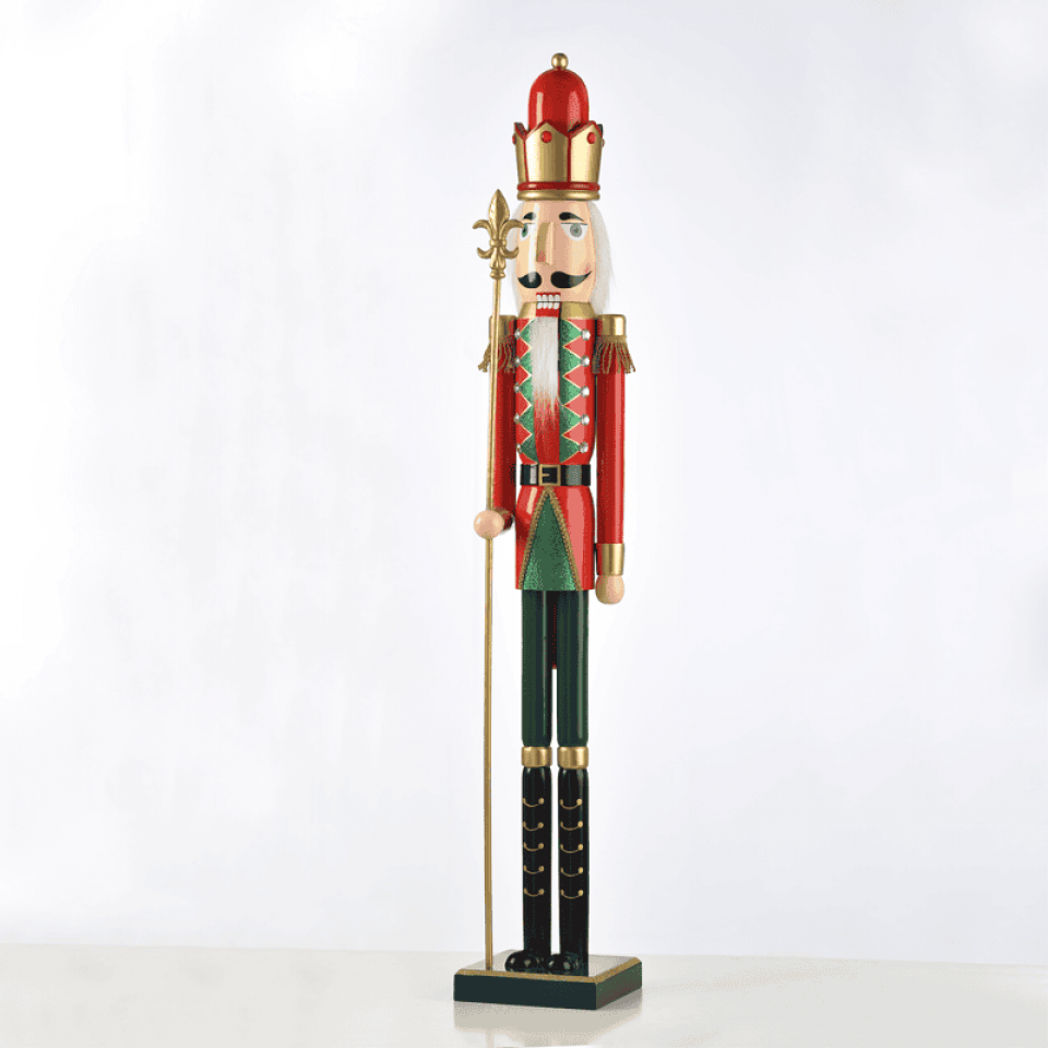 Καρυοθραυστης Βασιλιας με Σκηπτρο Υψ.106cm Κόκκινο με Πράσινο