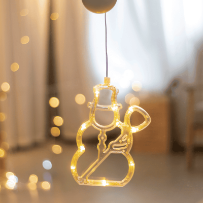 LED Διακοσμητικά Φωτάκια Παραθύρου Χιονάνθρωπος με 10 LED Mπαταρίας 13x20.5cm Διάφανο