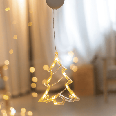 LED Διακοσμητικά Φωτάκια Παραθύρου Christmas Δέντρο με 10 LED Mπαταρίας 9x16cm Διάφανο