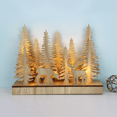 LED Plywood Christmas Tree 2 με 22 LED Κρεμ/ Μπεζ