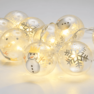LED Plastic Ball Snowman με 10 LED Θερμό Λευκό