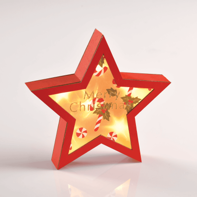 LED Wooden Red Star με 6 LED Κόκκινο
