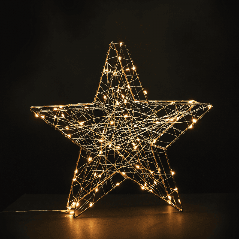 LED 3D Διακοσμητικό Αστέρι με Φωτάκια με 80 LED 39x37.5x11cm Θερμό Λευκό