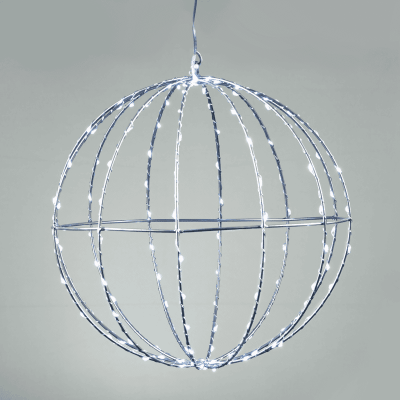 LED D20Cm Silver Ball με 96 LED Ψυχρό Λευκό