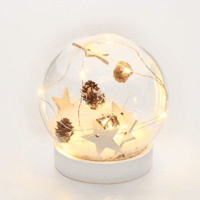 LED Glass Snow Ball Stars με 10 LED Διάφανο με Λευκό