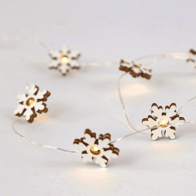 LED Wooden Snowflake με 10 LED Λευκό