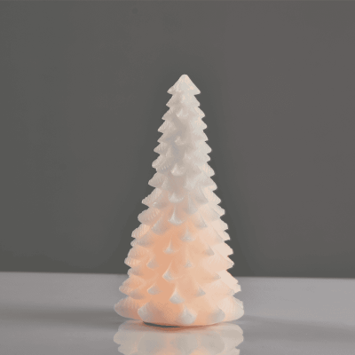 LED White Xmas Tree Wax Candle με 1 LED Λευκό
