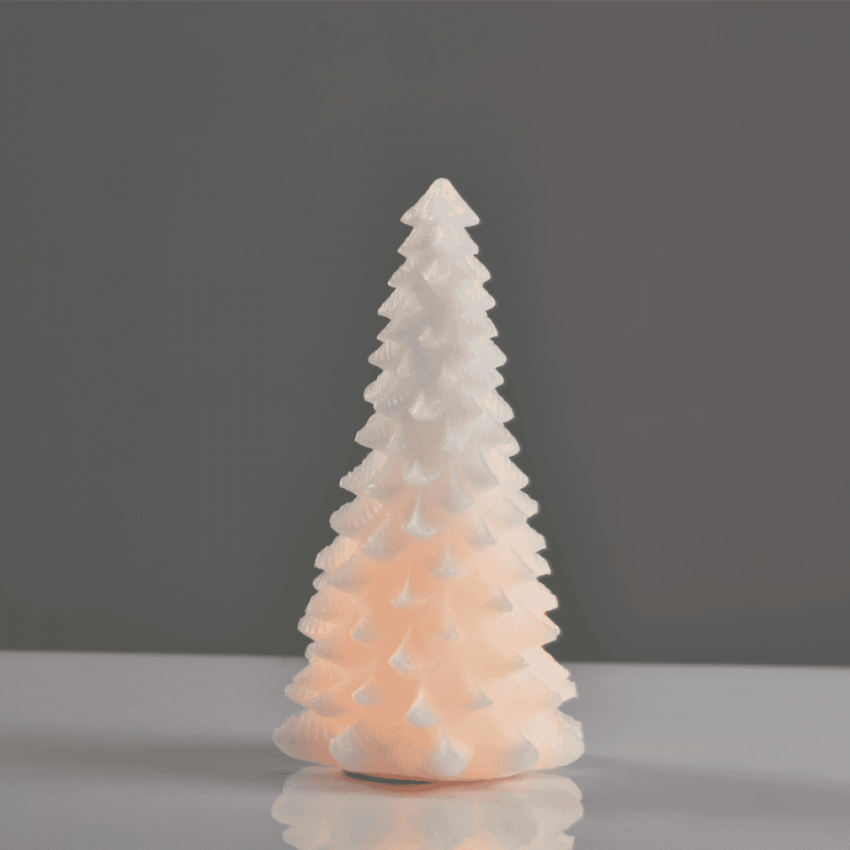 LED Διακοσμητικό Κερί Δέντρο με 1 LED Mπαταρίας ø13.5x23.5cm Λευκό