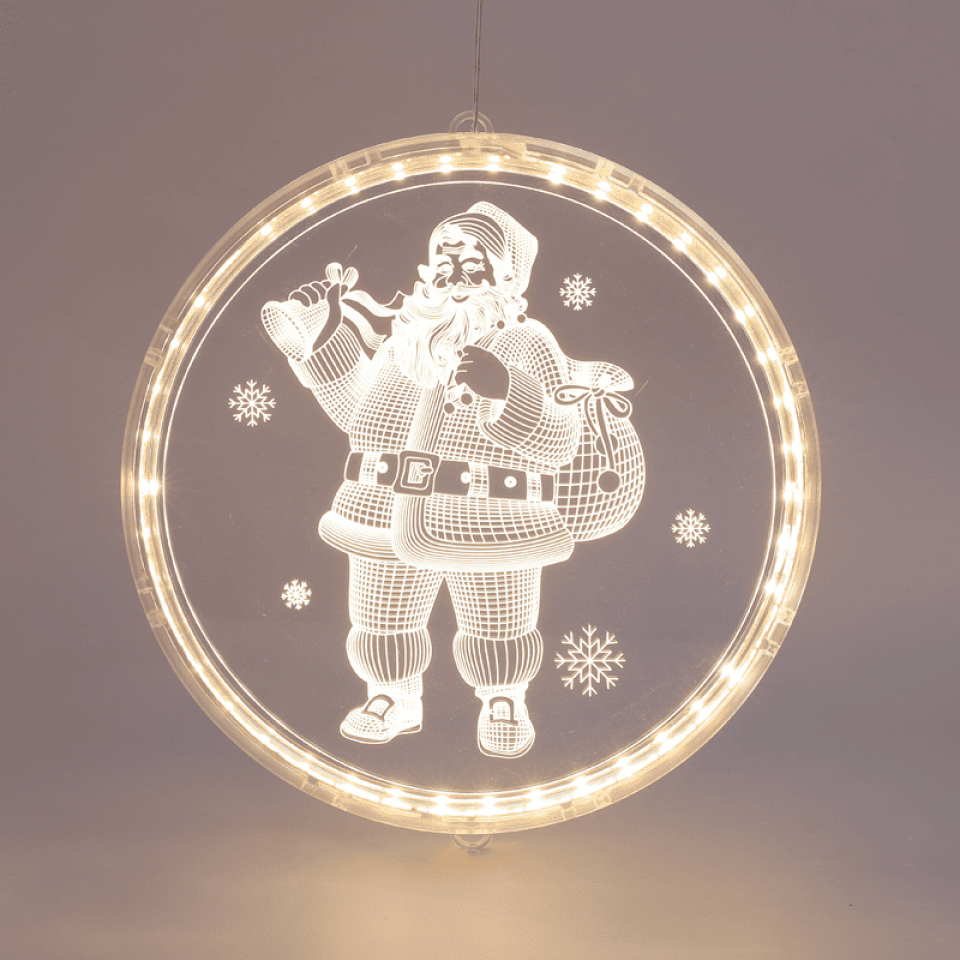 LED 3D Ακρυλικός Άγιος Βασίλης 21x21.6cm με 36 LED Διάφανο
