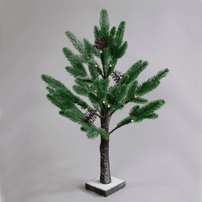 LED Snow Pine Tree With Pine Cones με 24 LED Θερμό Λευκό