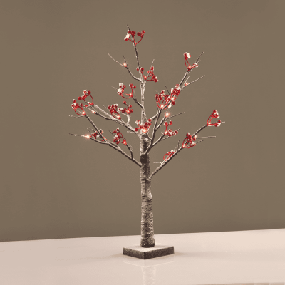 LED Snow Red Berry Tree με 24 LED Θερμό Λευκό