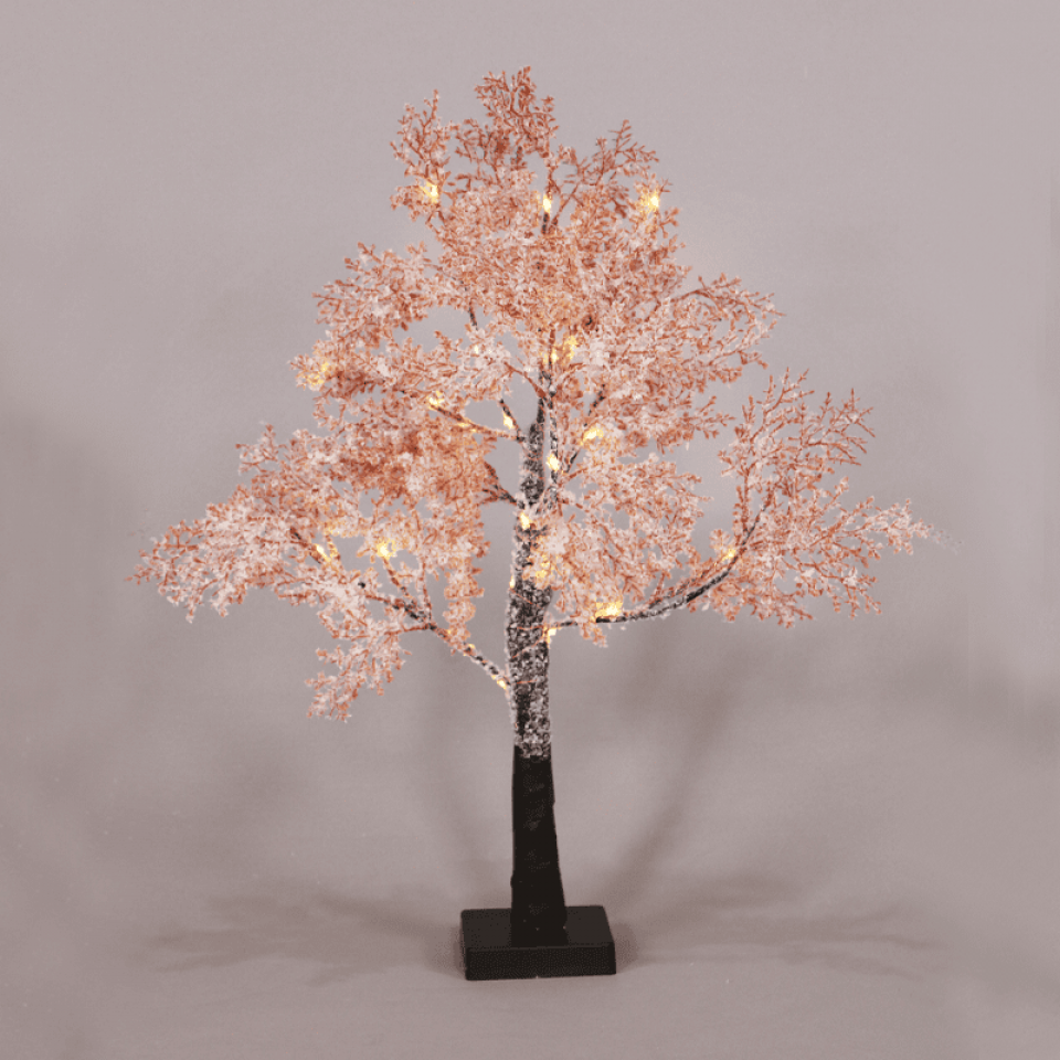 LED Χιονισμένο Δέντρο με 29 LED Θερμό Λευκό Mπαταρίας 10x10cm Υψος 60Cm