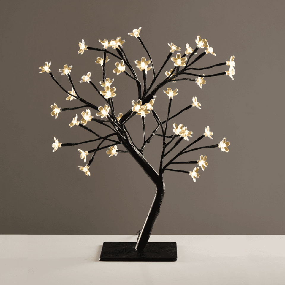 LED Δέντρο με λουλούδια σιλικόνης με 36 LED Θερμό Λευκό 45cm